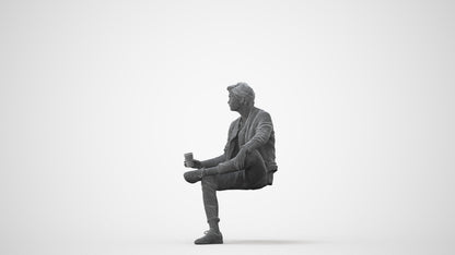 realistic 3D people man casual sitting, render-ready for V-Ray and Corona, FBX OBJ, square thumbnail