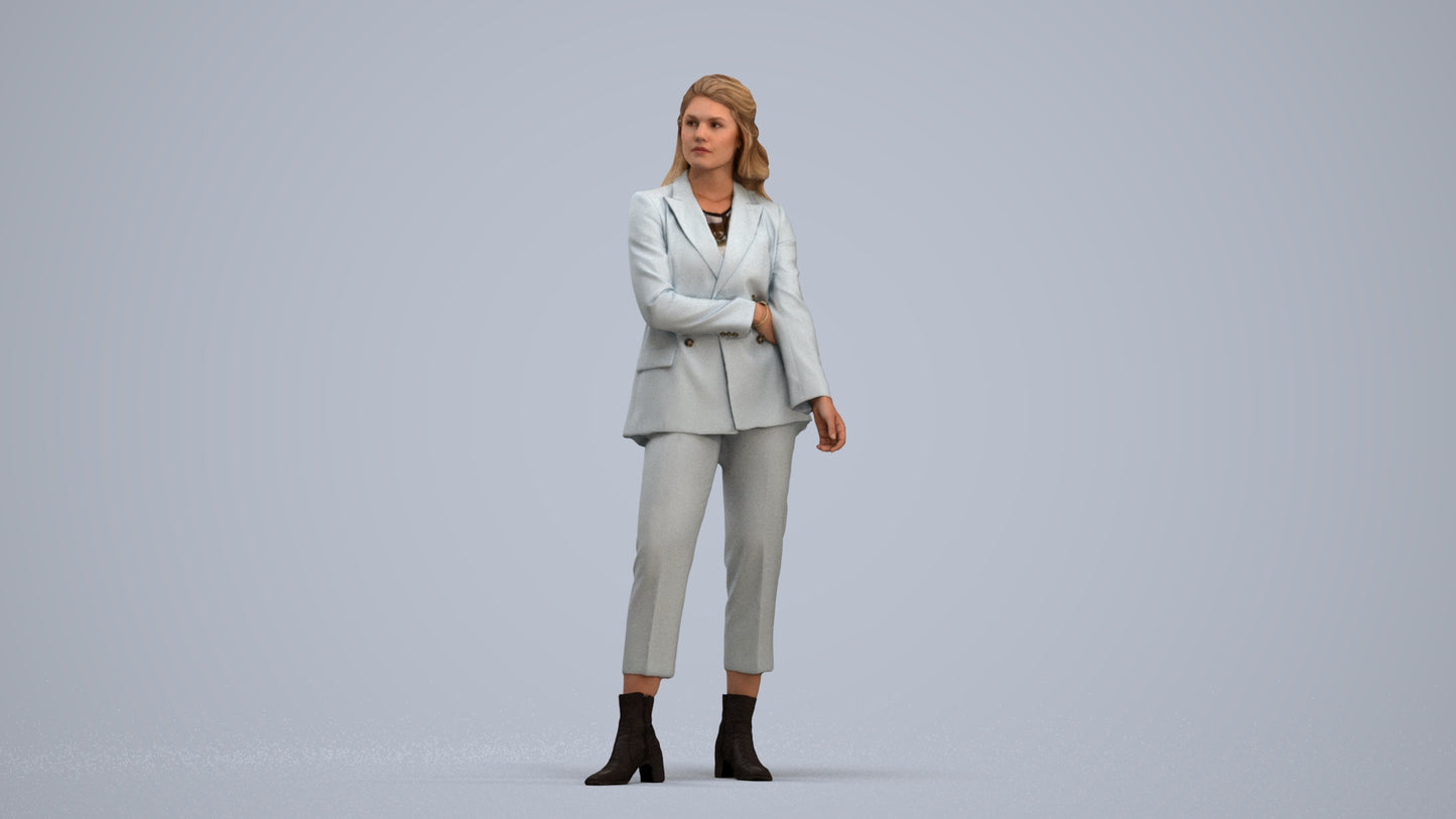 photogrammetry 3D woman business, realistic human model archviz FBX, standing pose render