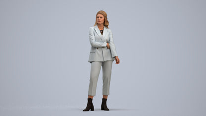 photogrammetry 3D woman business, realistic human model archviz FBX, standing pose render