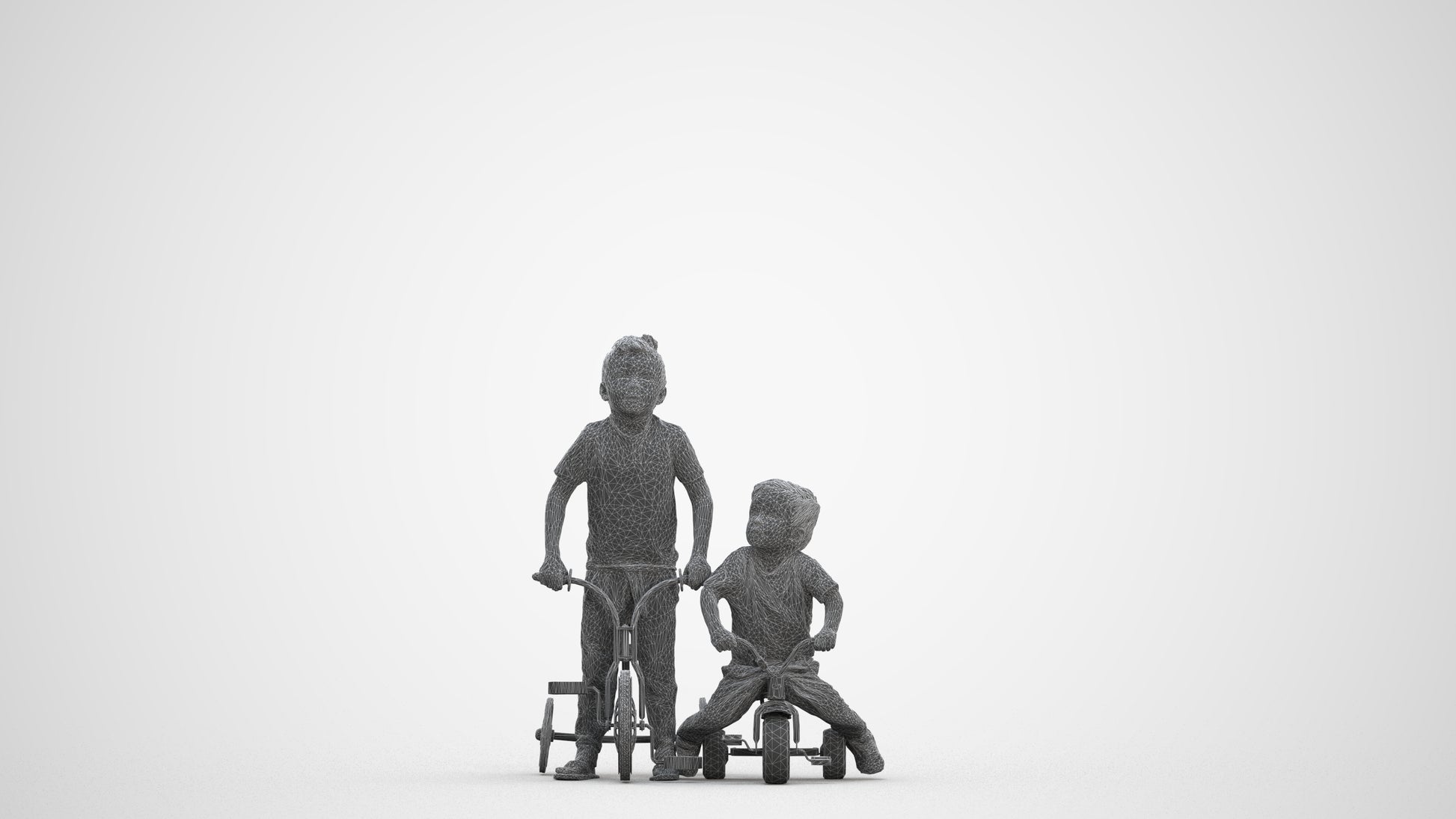 realistic 3D boy casual kids, scanned archviz people for Blender and 3ds Max, three-quarter front view render