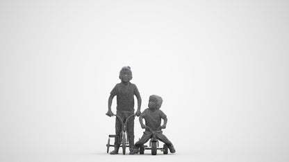 realistic 3D boy casual kids, scanned archviz people for Blender and 3ds Max, three-quarter front view render