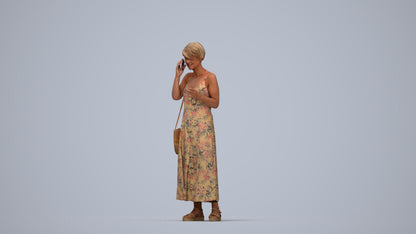 realistic 3D human senior woman standing, archviz people FBX OBJ for Blender, top-down view render