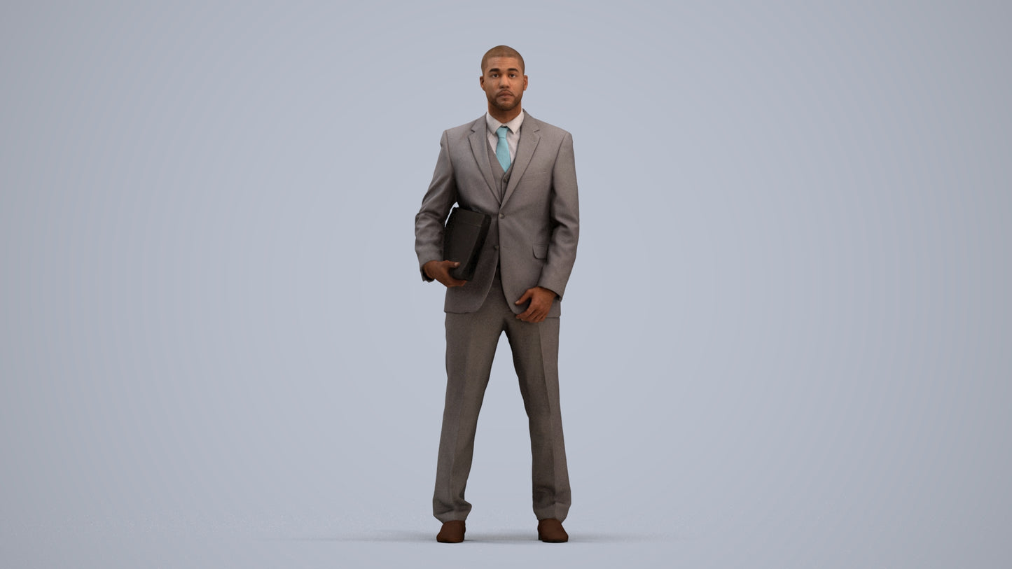 scanned 3D man business, photogrammetry people for Enscape and V-Ray, standing pose render