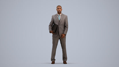 scanned 3D man business, photogrammetry people for Enscape and V-Ray, standing pose render
