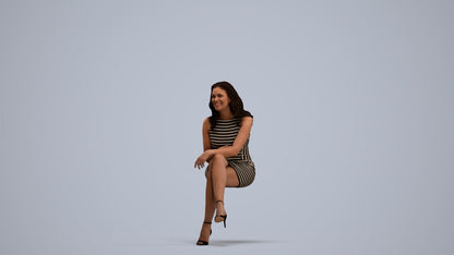 realistic 3D human woman casual sitting, archviz people FBX OBJ for Blender, standing pose render