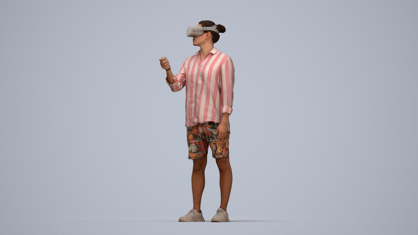 realistic 3D human man casual standing, archviz people FBX OBJ for Blender, top-down view render