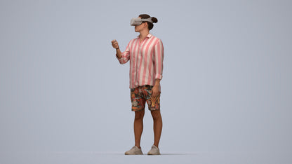 realistic 3D human man casual standing, archviz people FBX OBJ for Blender, top-down view render
