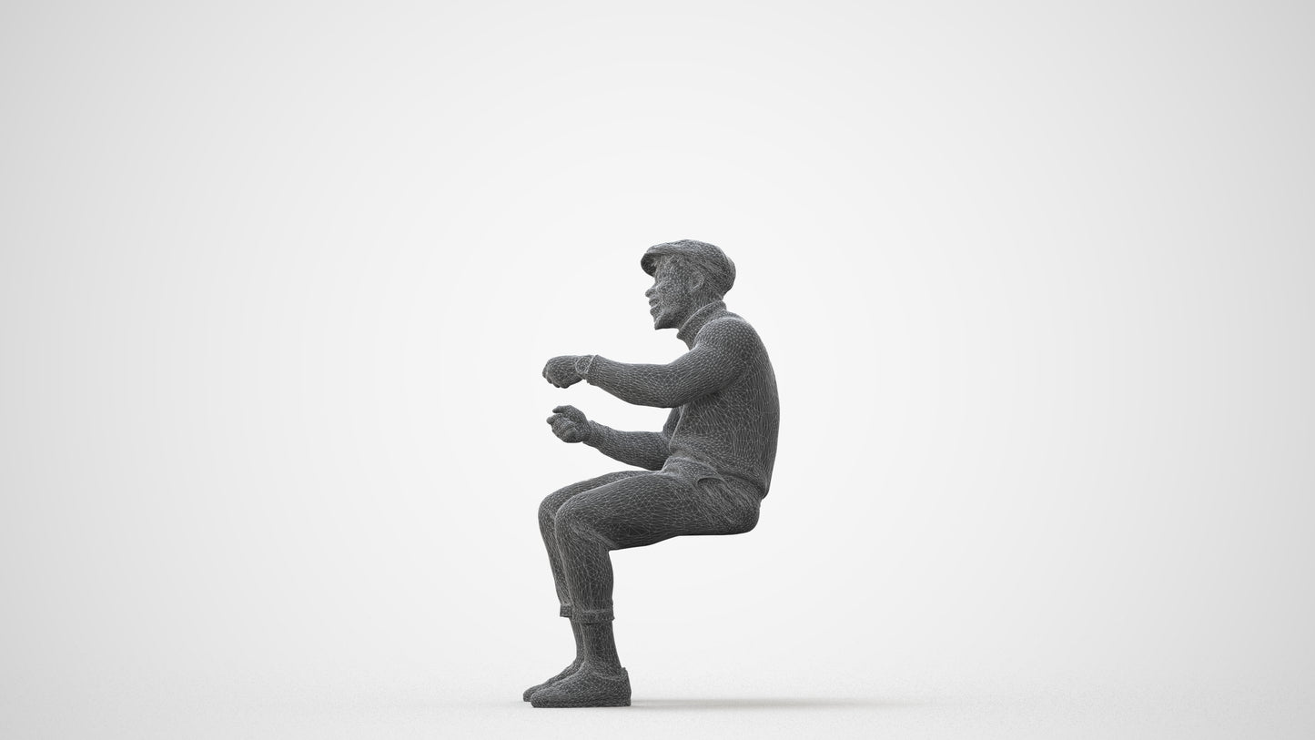3D scanned man sitting casual, photorealistic archviz people for Enscape and SketchUp, square thumbnail