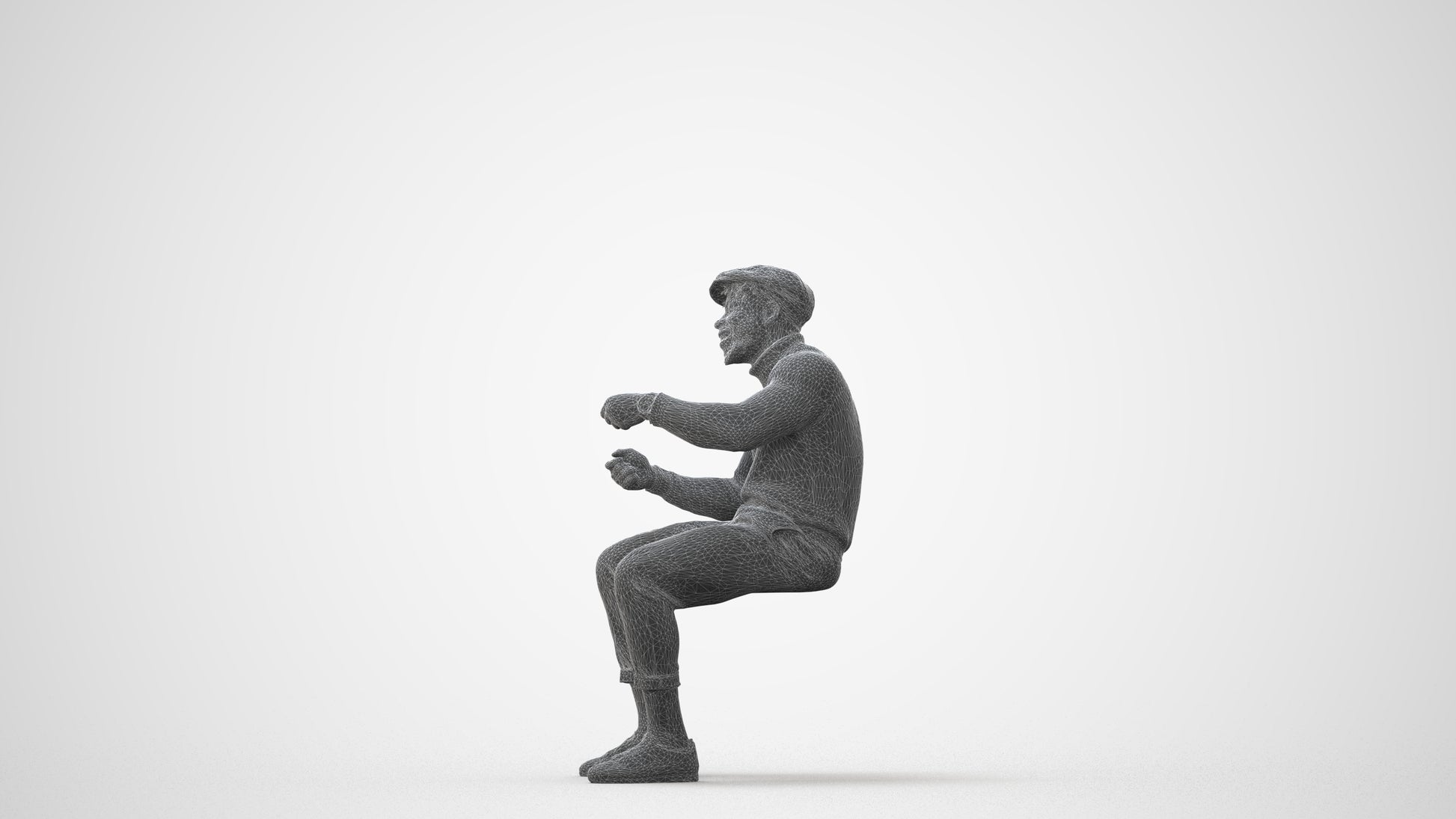3D scanned man sitting casual, photorealistic archviz people for Enscape and SketchUp, square thumbnail