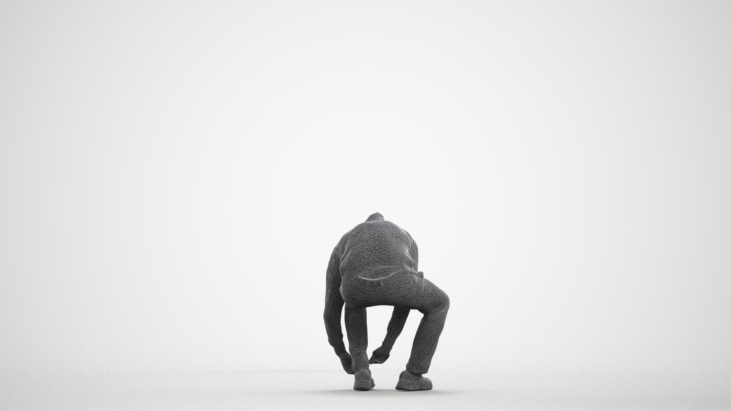 3D scanned man sitting casual, photorealistic archviz people for Enscape and SketchUp, wireframe front view