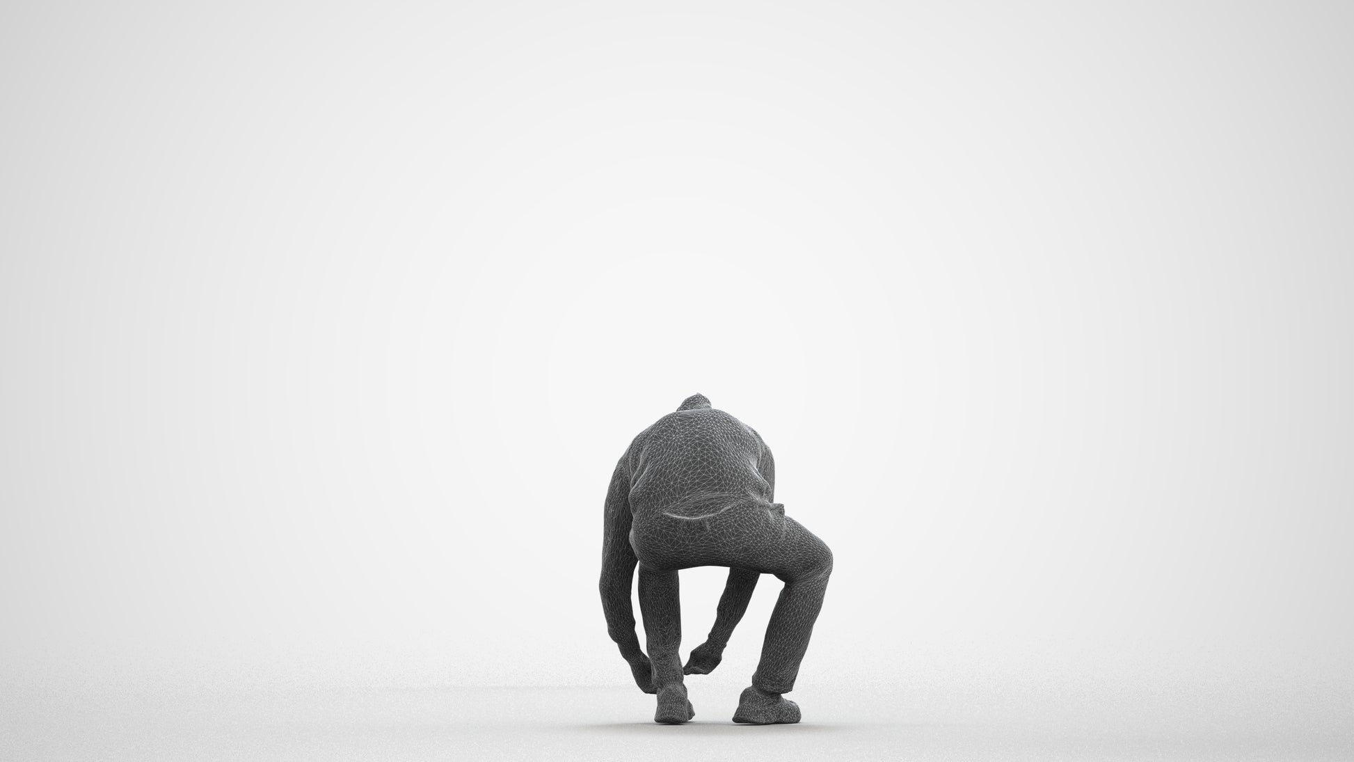 3D scanned man sitting casual, photorealistic archviz people for Enscape and SketchUp, wireframe front view