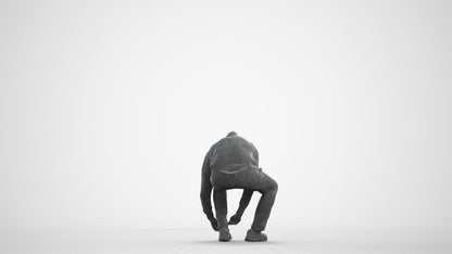 3D scanned man sitting casual, photorealistic archviz people for Enscape and SketchUp, wireframe front view