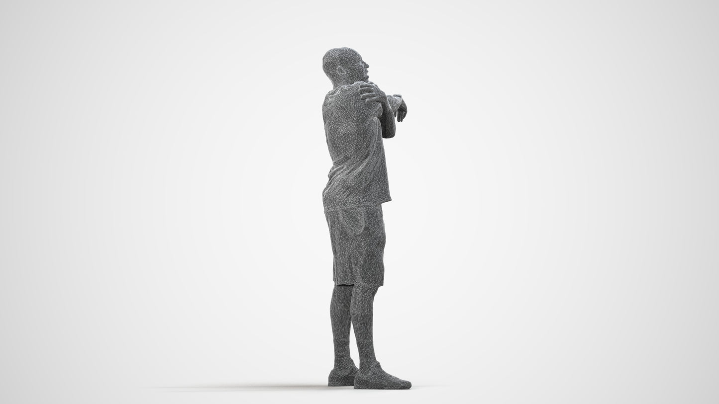 3D scanned man sport, photorealistic archviz people for Enscape and SketchUp, wireframe side view