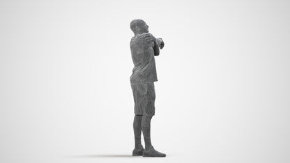 3D scanned man sport, photorealistic archviz people for Enscape and SketchUp, wireframe side view