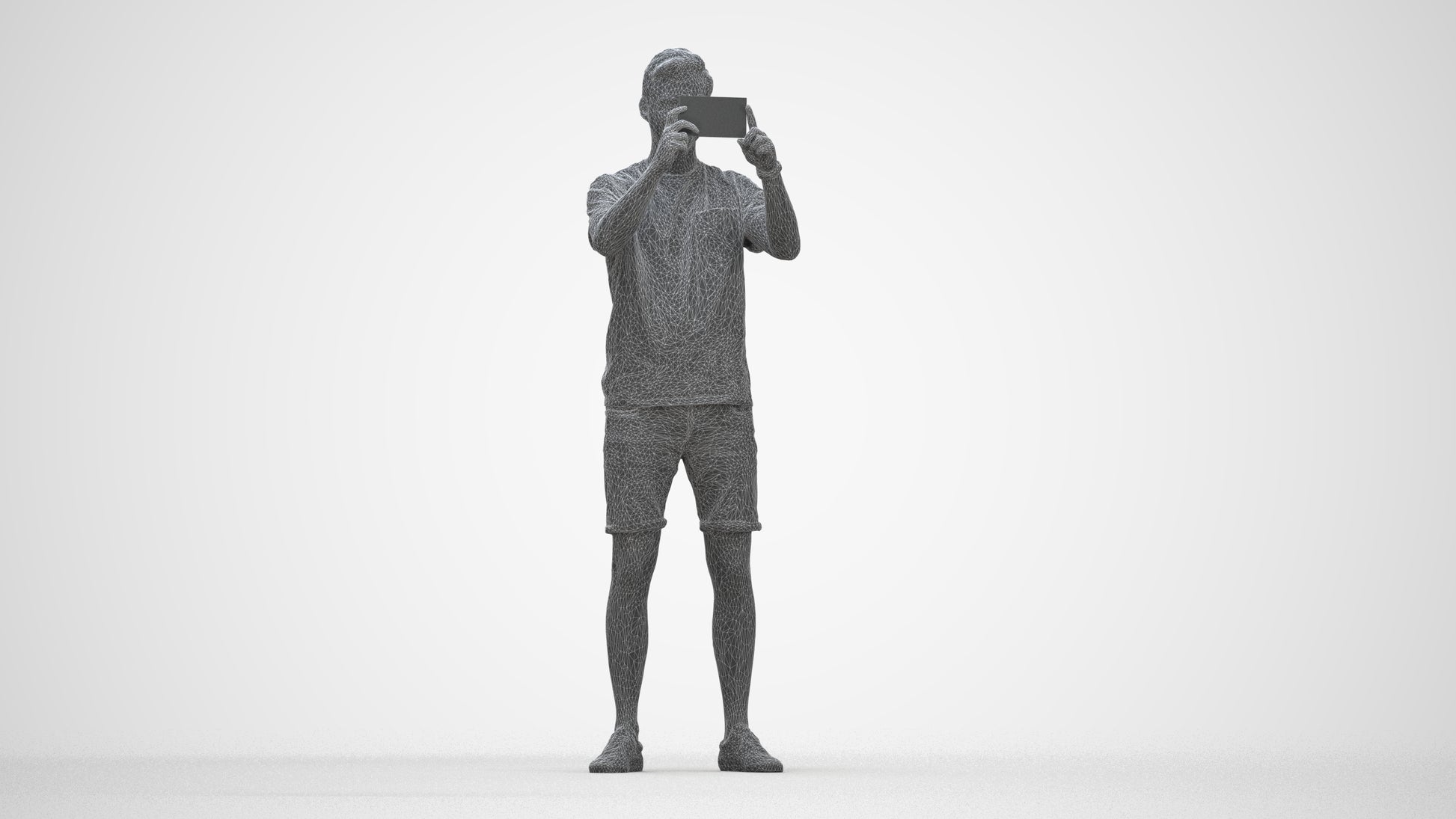 realistic 3D people man casual standing, render-ready for V-Ray and Corona, FBX OBJ, wireframe back view