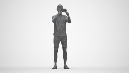 realistic 3D people man casual standing, render-ready for V-Ray and Corona, FBX OBJ, wireframe back view