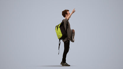 3D people model man casual standing, scanned human for 3ds Max rendering, side view render