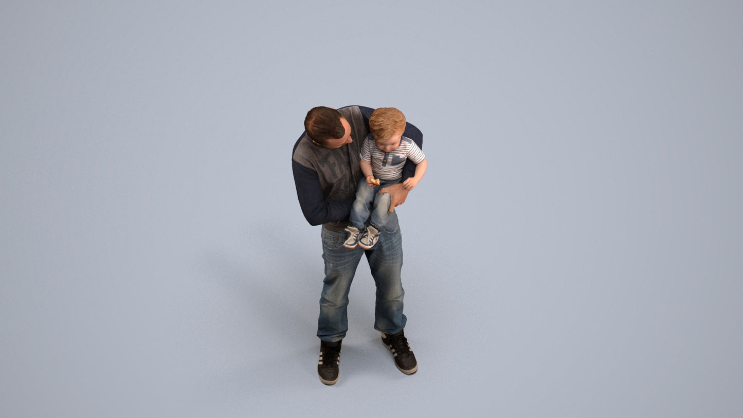 photogrammetry 3D boy casual kids, realistic human model archviz FBX, back view render