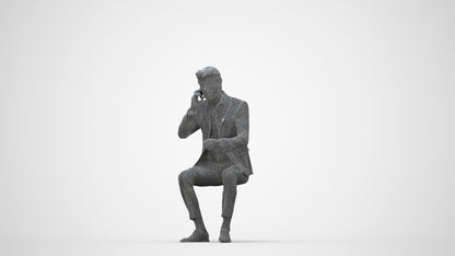 realistic 3D man business, scanned archviz people for Blender and 3ds Max, wireframe back view