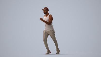 photogrammetry 3D man casual walking, realistic human model archviz FBX, three-quarter view render
