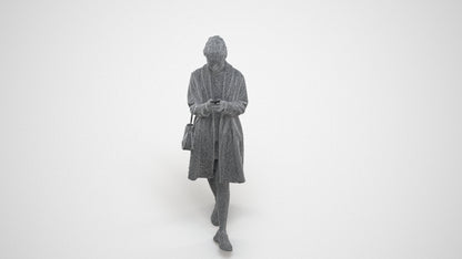 realistic 3D people woman casual standing, render-ready for V-Ray and Corona, FBX OBJ, wireframe three-quarter view