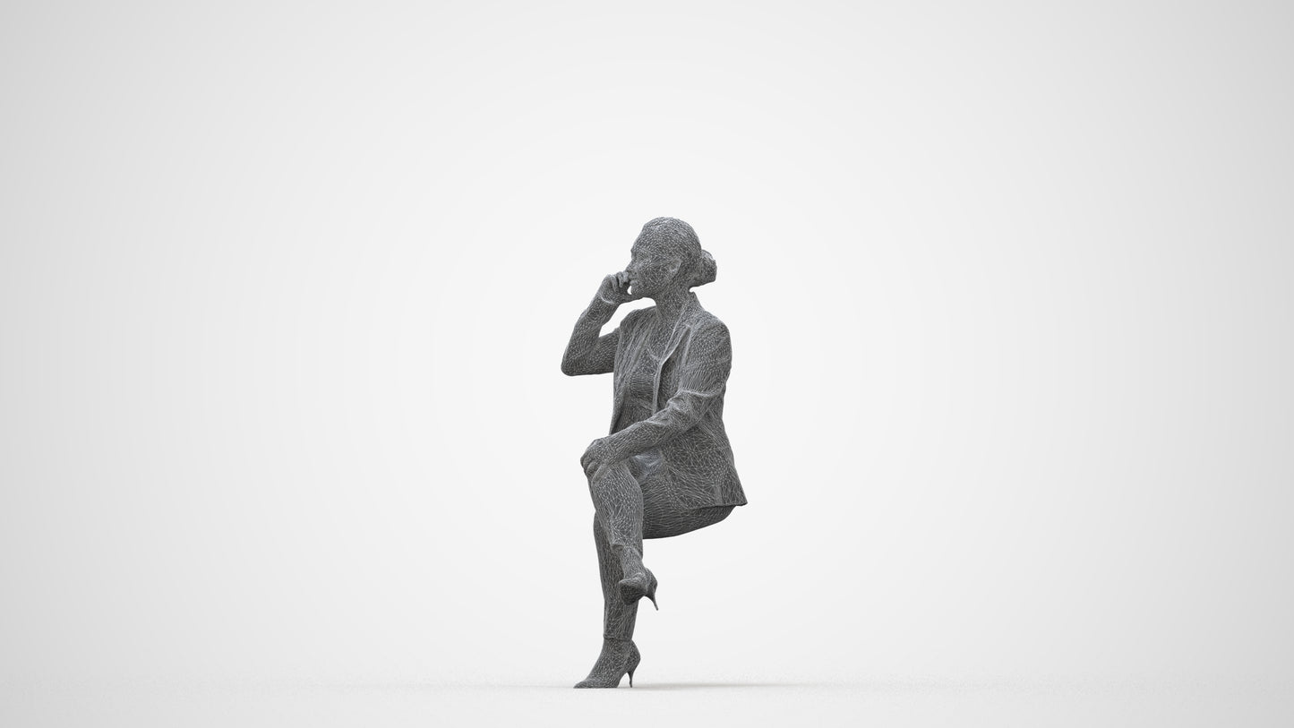 photogrammetry 3D woman business, realistic human model archviz FBX, wireframe back view