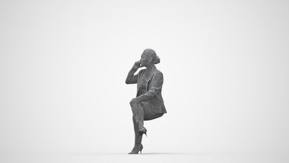 photogrammetry 3D woman business, realistic human model archviz FBX, wireframe back view