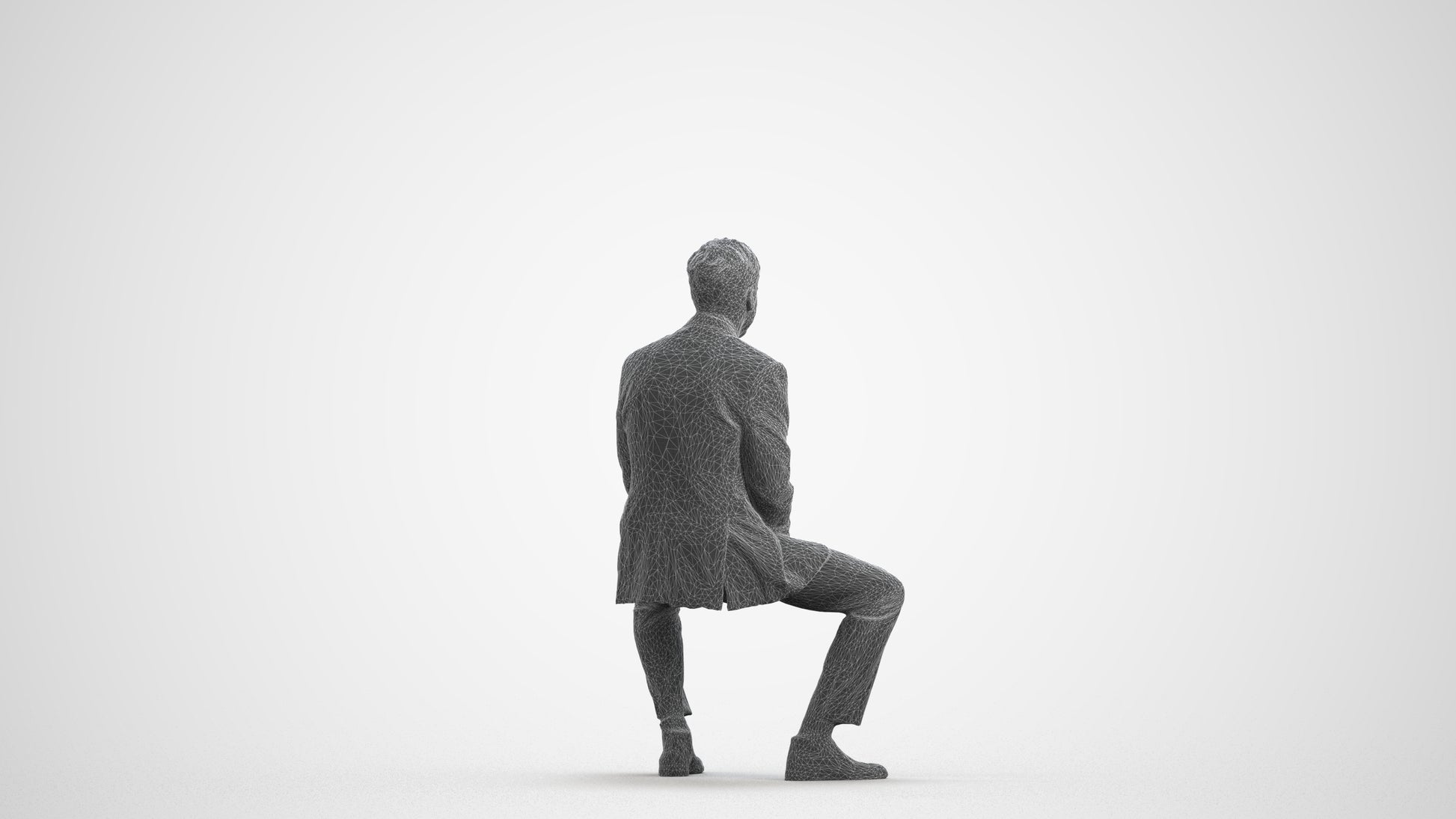 realistic 3D human man business, archviz people FBX OBJ for Blender, wireframe front view