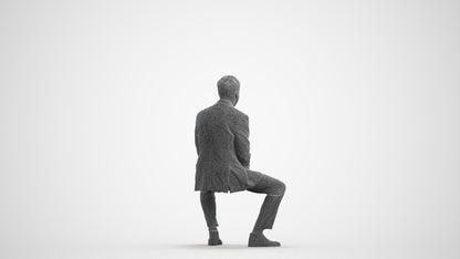 realistic 3D human man business, archviz people FBX OBJ for Blender, wireframe front view