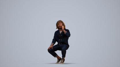 realistic 3D man casual sitting, scanned archviz people for Blender and 3ds Max, standing pose render