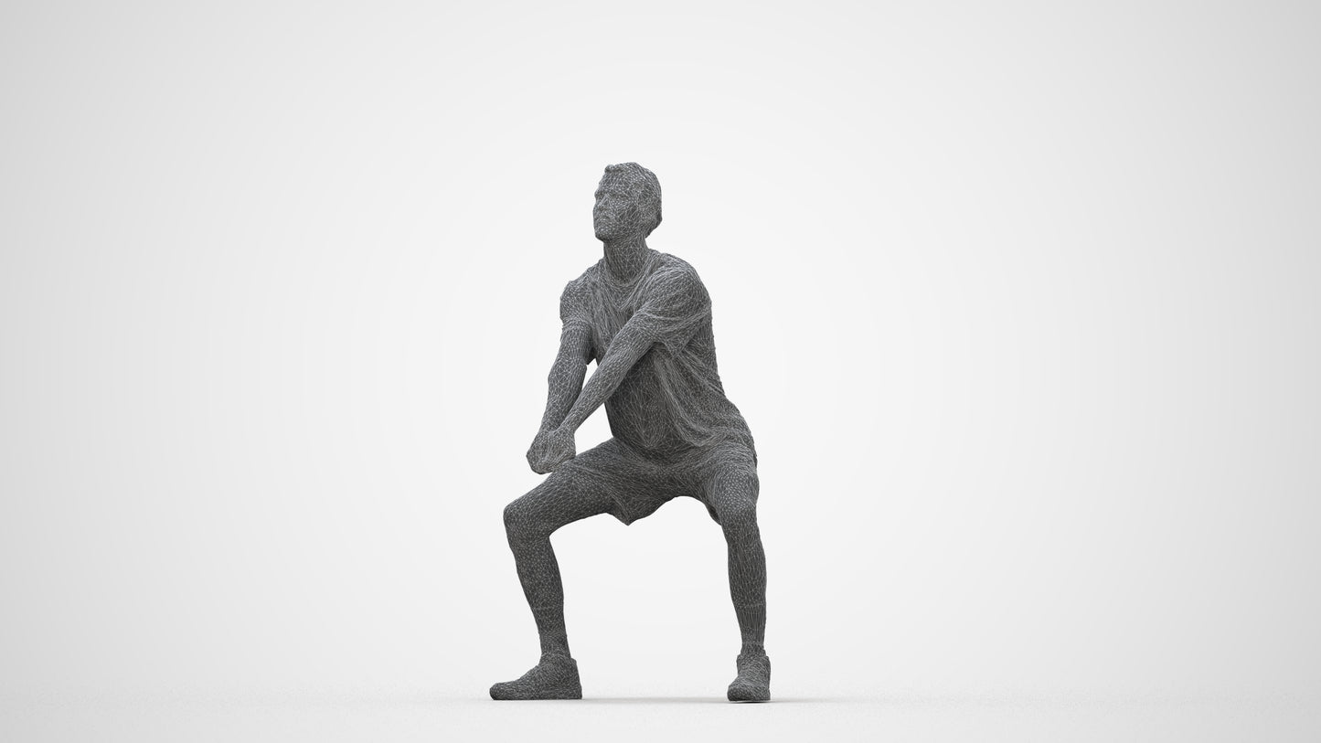 3D people model man sport, scanned human for 3ds Max rendering, wireframe back view