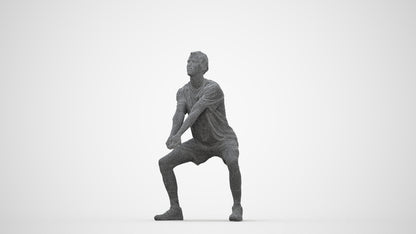 3D people model man sport, scanned human for 3ds Max rendering, wireframe back view