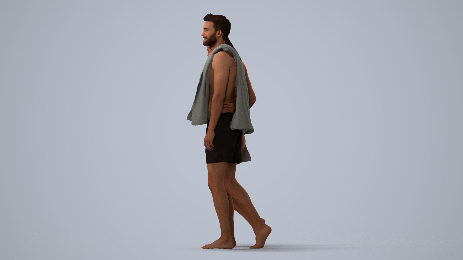 3D people model woman pool, scanned human for 3ds Max rendering, three-quarter view render