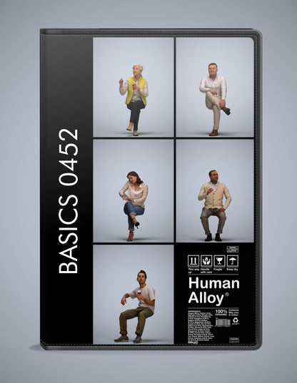 5 3D scanned people sitting, photorealistic archviz pack for Enscape and SketchUp