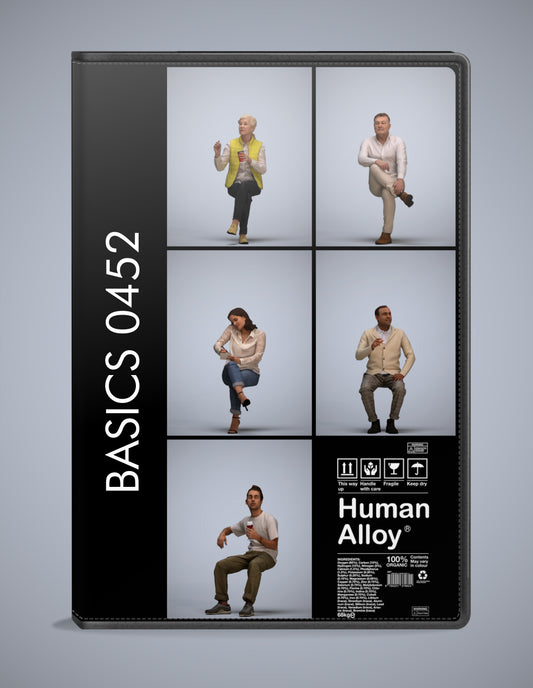 5 3D scanned people sitting, photorealistic archviz pack for Enscape and SketchUp