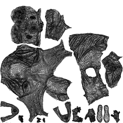 3D human model woman kids, photogrammetry scanned person for archviz, wireframe top-down view