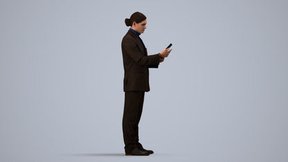 realistic 3D man business, scanned archviz people for Blender and 3ds Max, side view render