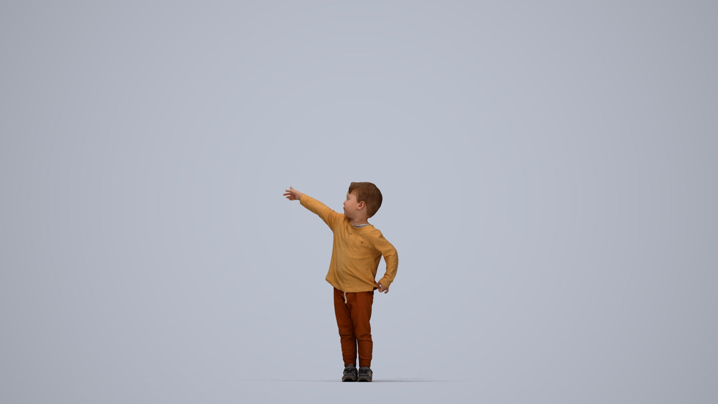 realistic 3D people boy casual kids, render-ready for V-Ray and Corona, FBX OBJ, top-down view render