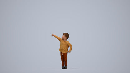 realistic 3D people boy casual kids, render-ready for V-Ray and Corona, FBX OBJ, top-down view render
