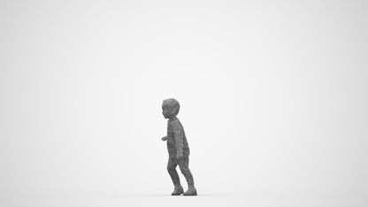photogrammetry 3D boy casual kids, realistic human model archviz FBX, wireframe back view