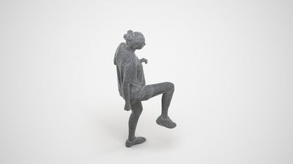 realistic 3D woman sport, scanned archviz people for Blender and 3ds Max, wireframe three-quarter view