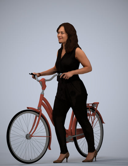 realistic 3D human woman casual cycling, archviz people FBX OBJ for Blender