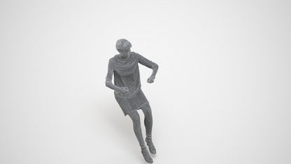 3D scanned woman driving casual, photorealistic archviz people for Enscape and SketchUp, wireframe three-quarter view