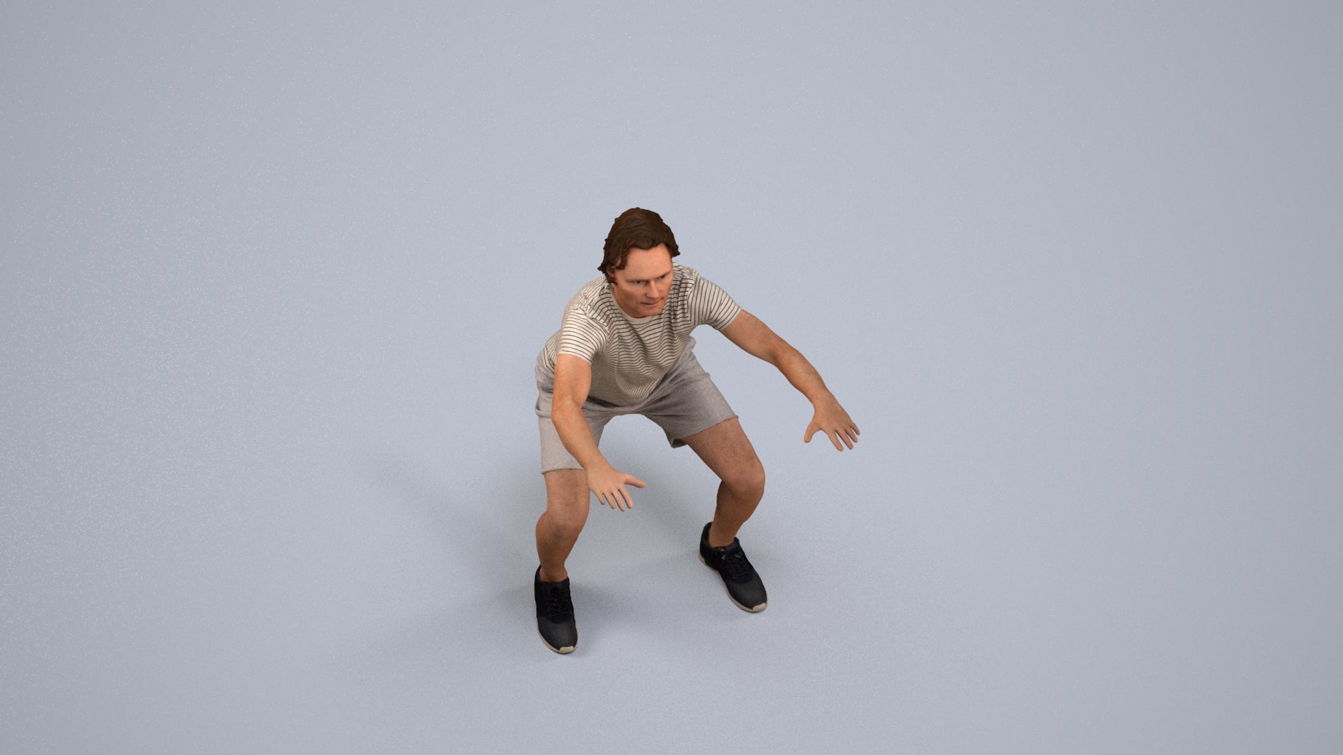 3D people model man casual sport, scanned human for 3ds Max rendering, back view render