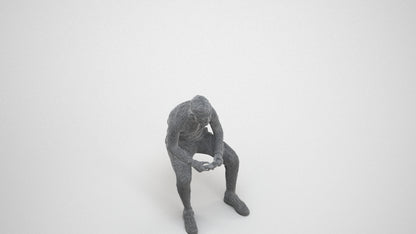 3D human model boy casual kids, photogrammetry scanned person for archviz, wireframe three-quarter view