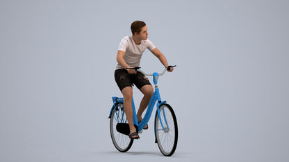 photogrammetry 3D boy casual cycling, realistic human model archviz FBX, standing pose render