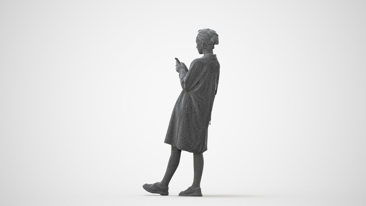 realistic 3D people woman casual standing, render-ready for V-Ray and Corona, FBX OBJ, square thumbnail