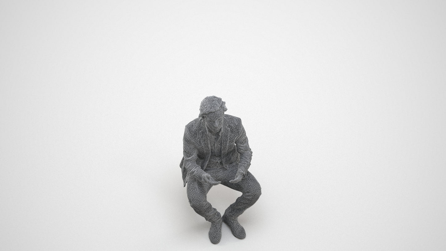 realistic 3D people man business, render-ready for V-Ray and Corona, FBX OBJ, wireframe three-quarter view