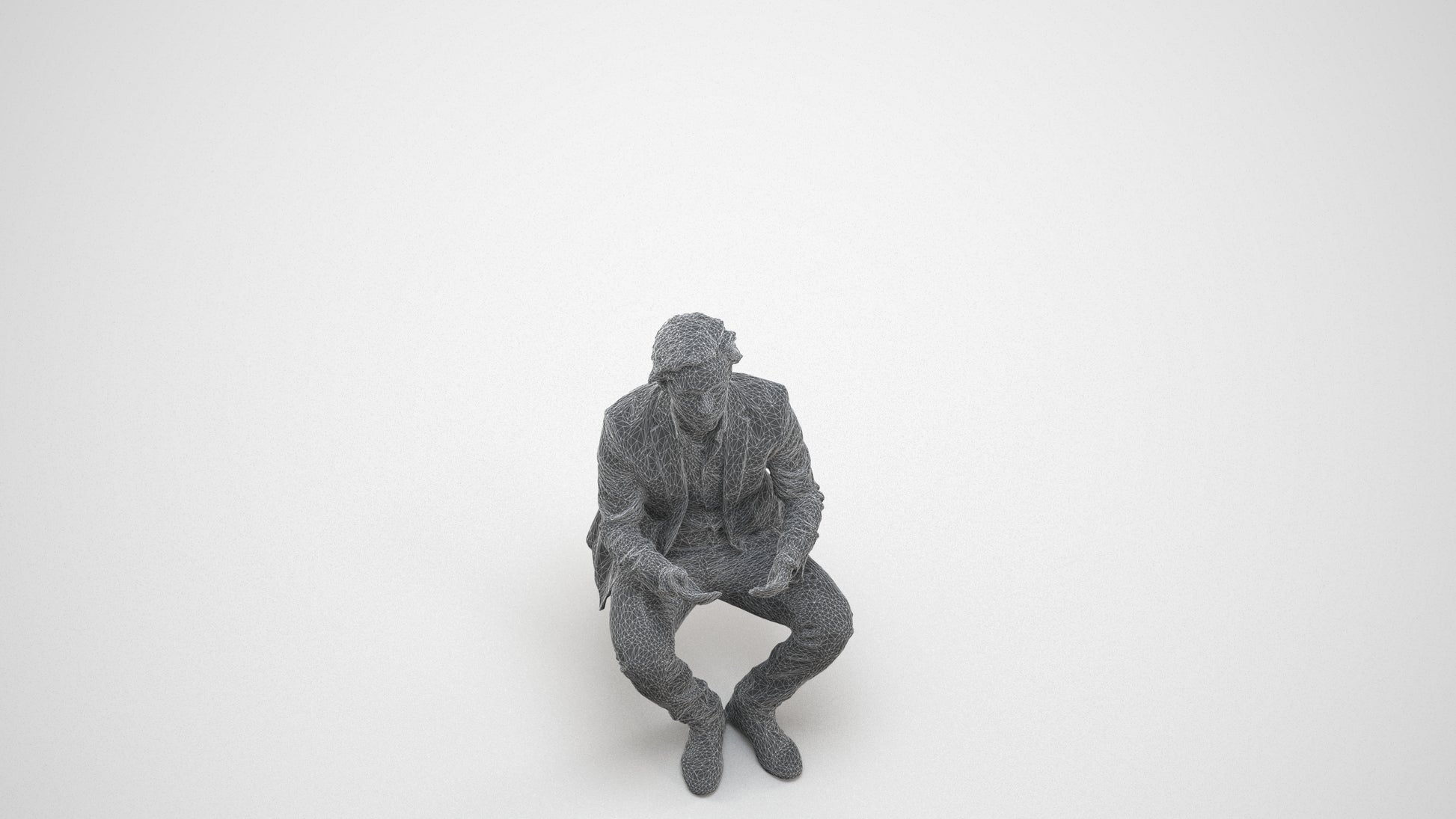 realistic 3D people man business, render-ready for V-Ray and Corona, FBX OBJ, wireframe three-quarter view
