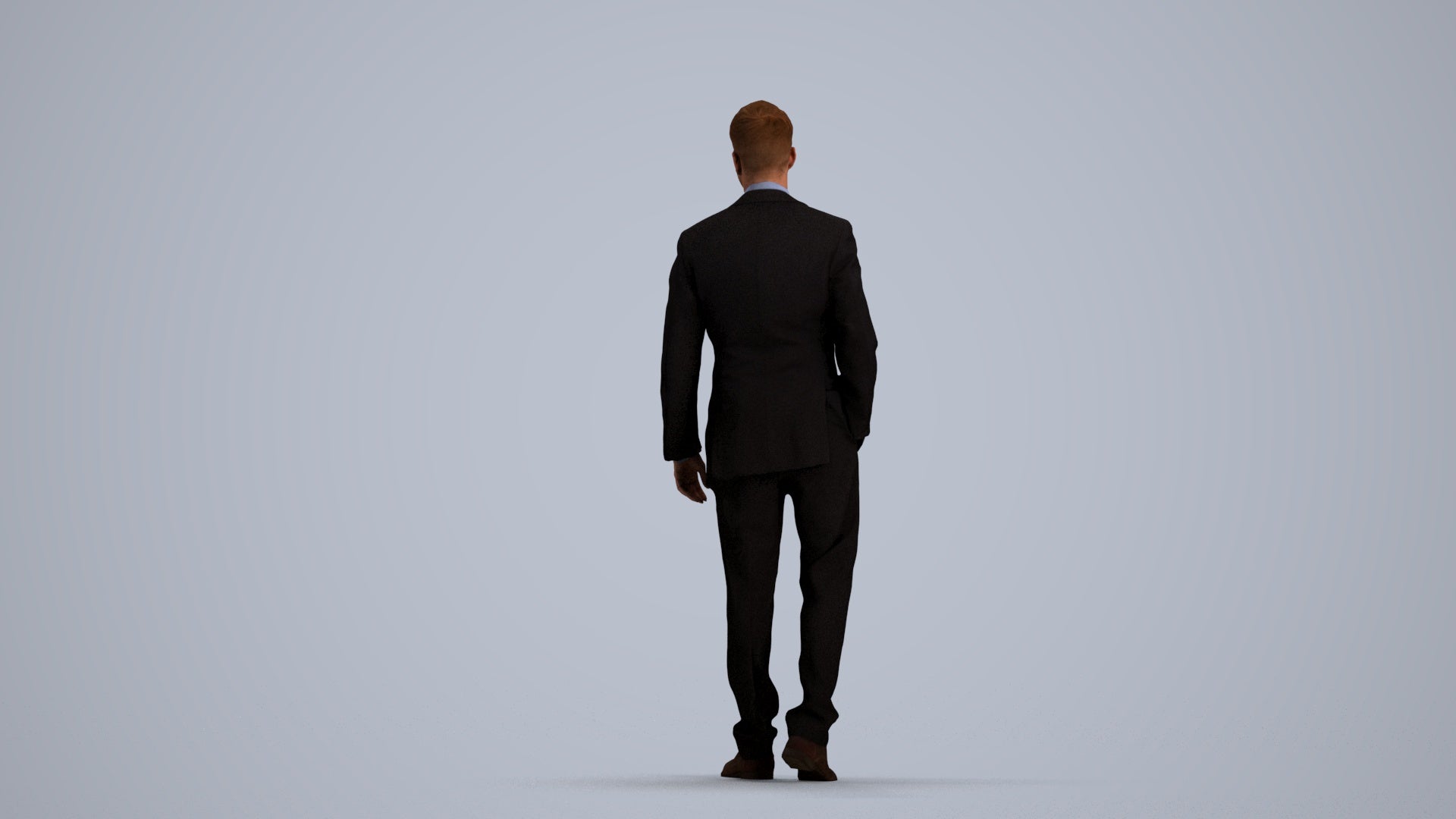 3D human model man business standing, photogrammetry scanned person for archviz, front view render